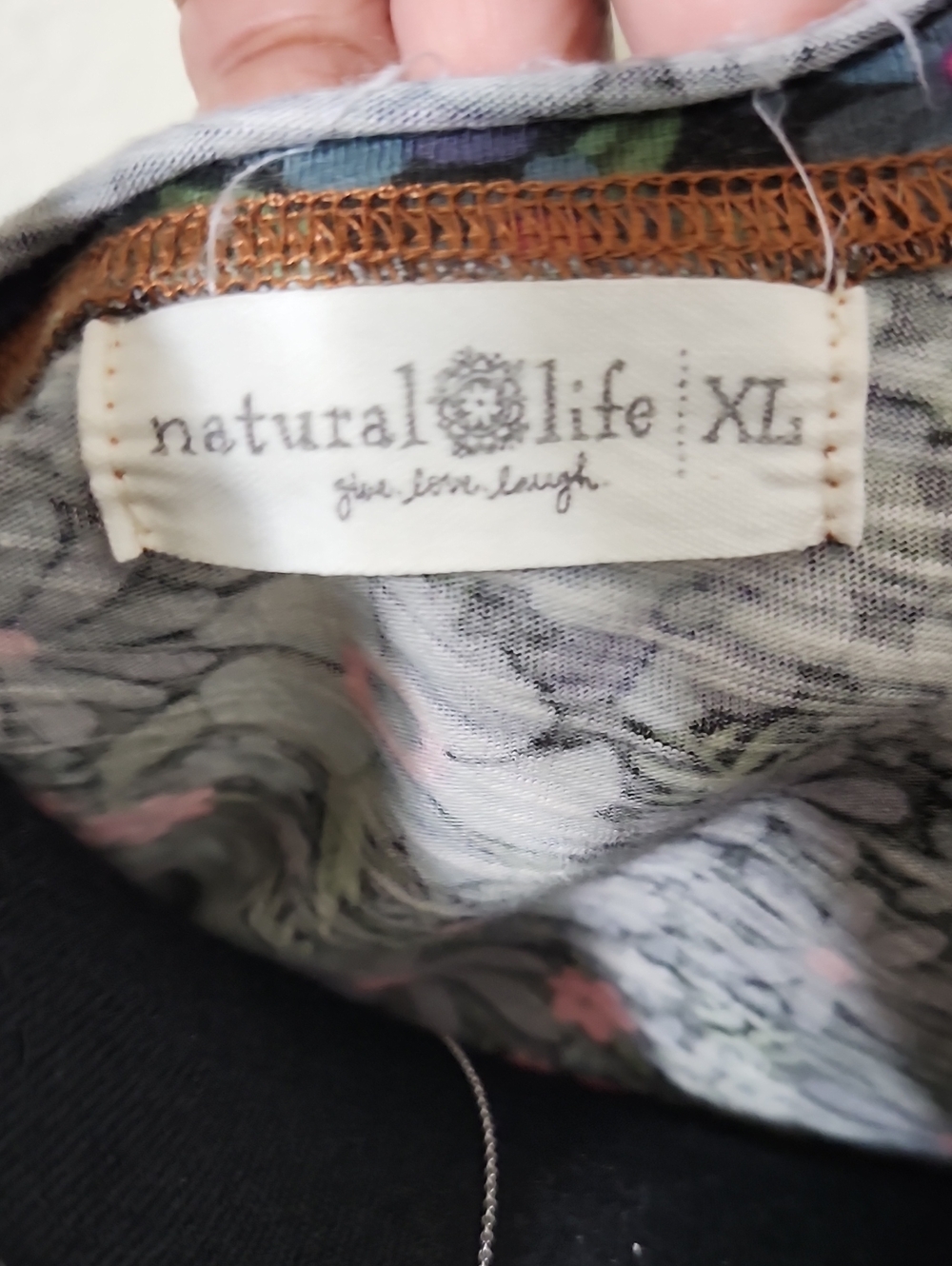 Natural Life Lily Cotton Long Sleeve Tee Shirt Dark Blue Garden Sz XL - Picture 4 of 11